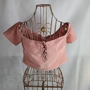 Euro Summer Size L Corset Front Crop Top NWT